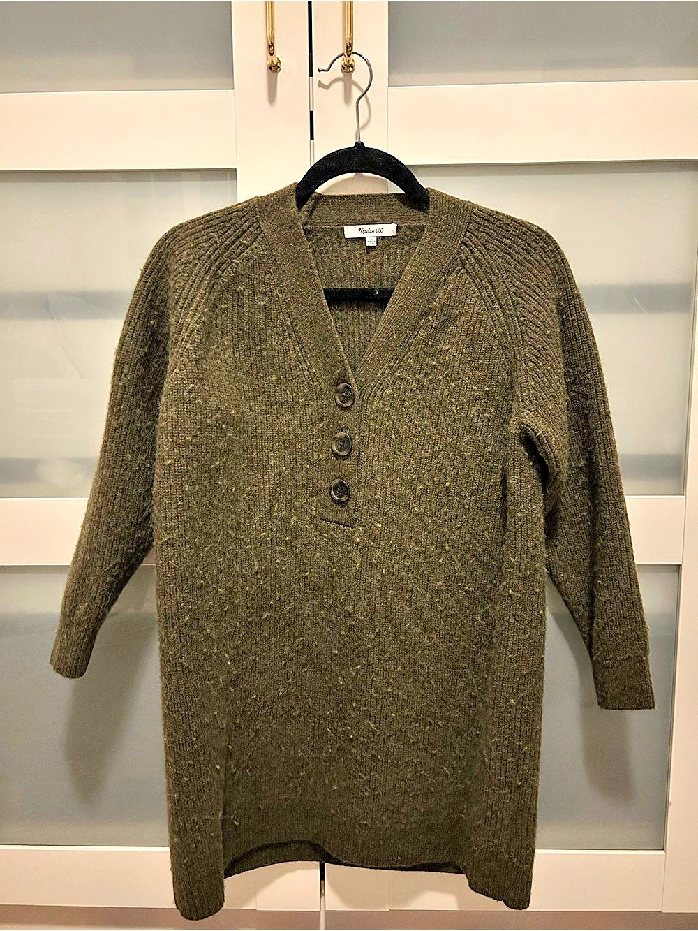 Madewell Henley Sweater Dress Olive Green